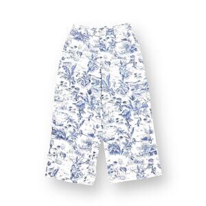 Joie White and Blue Linen Crop Pants - Size Medium